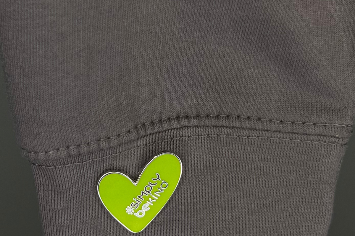 SIMPLY BE KIND 'HEART ON SLEEVE' ENAMEL BADGES